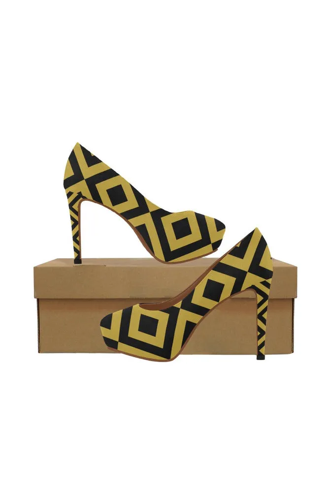 Black & Gold Diamonds Women's High Heels