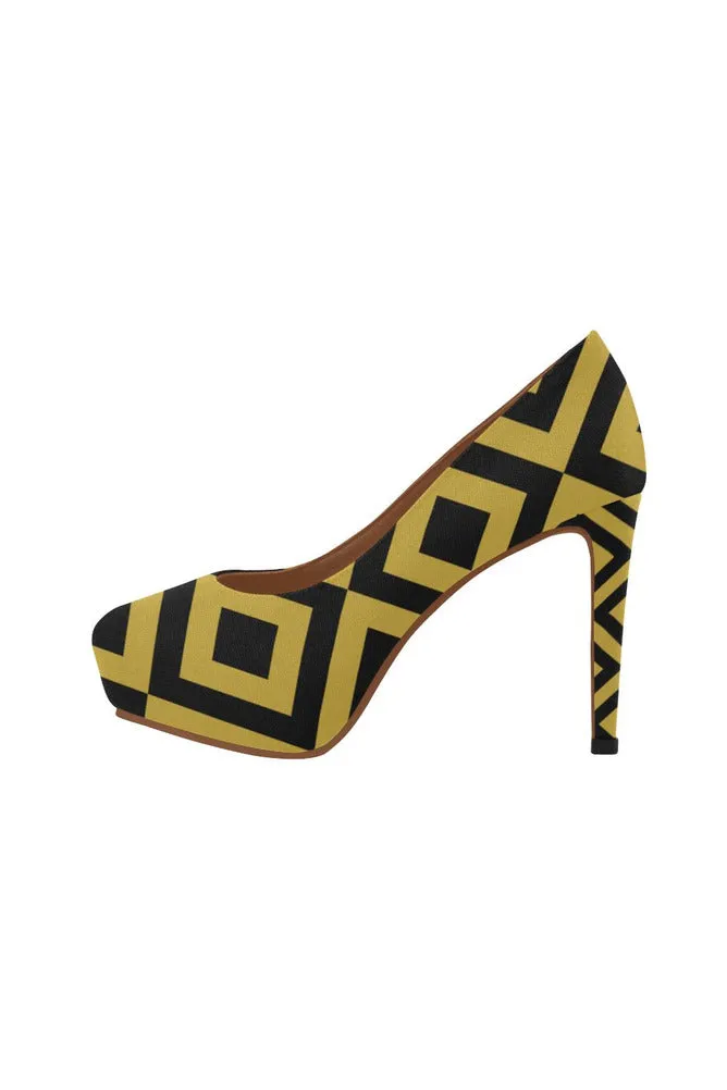 Black & Gold Diamonds Women's High Heels