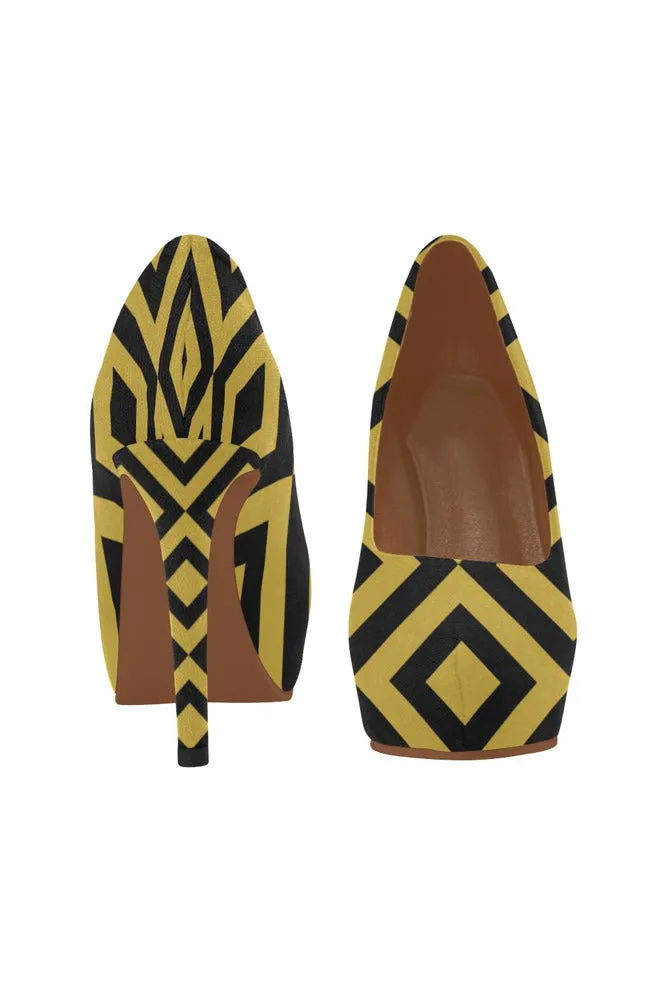 Black & Gold Diamonds Women's High Heels