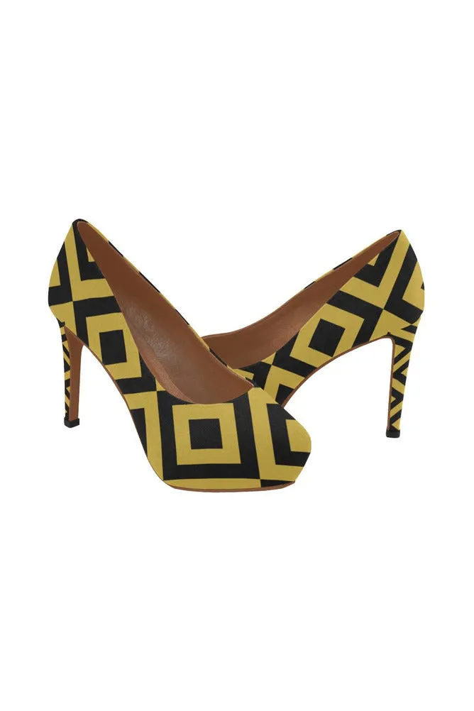 Black & Gold Diamonds Women's High Heels