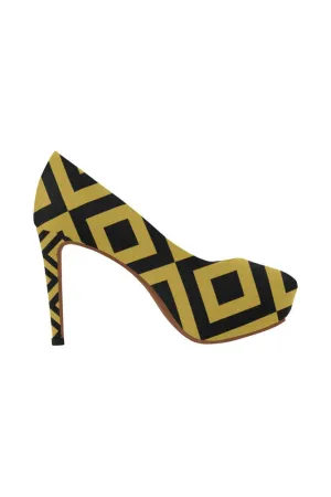 Black & Gold Diamonds Women's High Heels