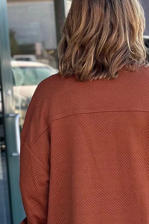 Carter - Textured Overshirt Duster Jacket - Copper