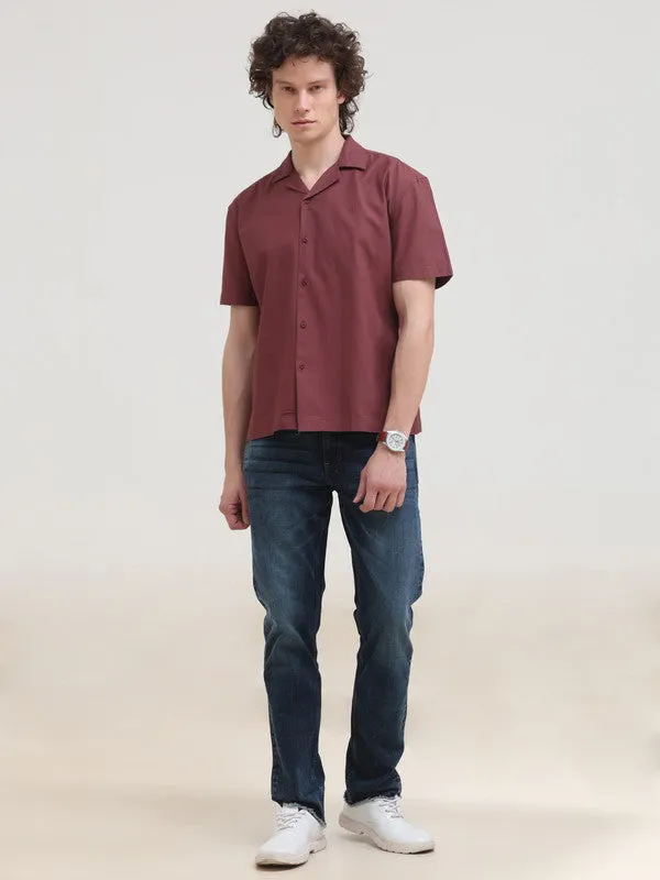 Cuban Collar Brick Regular Fit Short Sleeve Shirt
