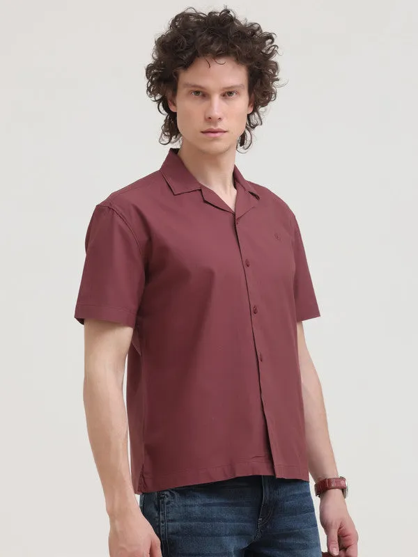 Cuban Collar Brick Regular Fit Short Sleeve Shirt