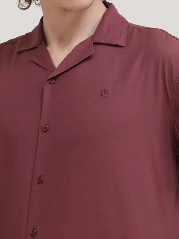 Cuban Collar Brick Regular Fit Short Sleeve Shirt