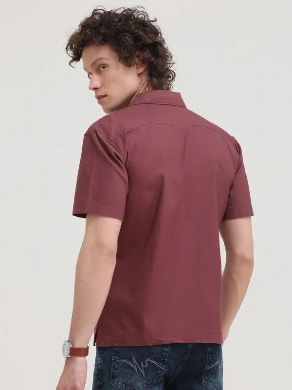 Cuban Collar Brick Regular Fit Short Sleeve Shirt