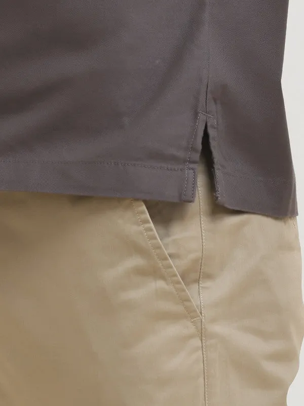 Cuban Collar Light Brown Regular Fit Short Sleeve Shirt
