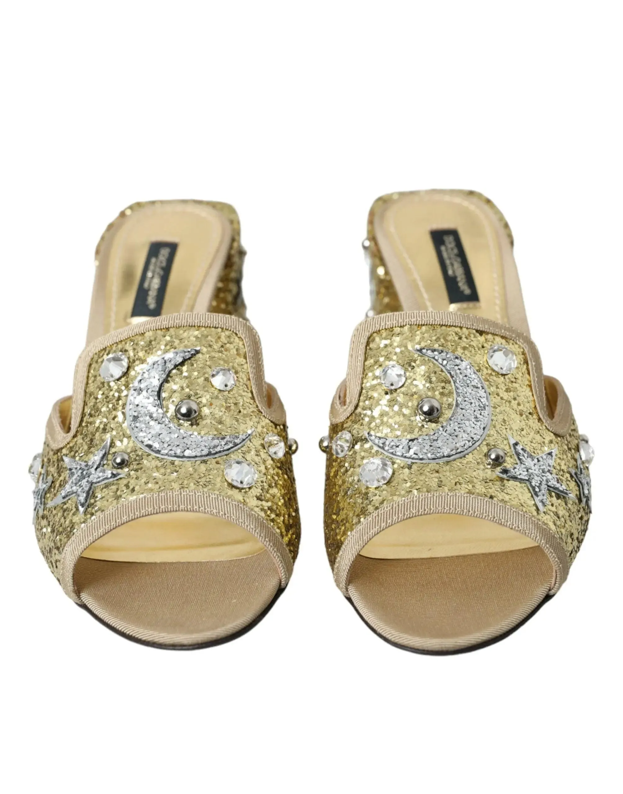 Dolce & Gabbana Gold Sequin Leather Sandals
