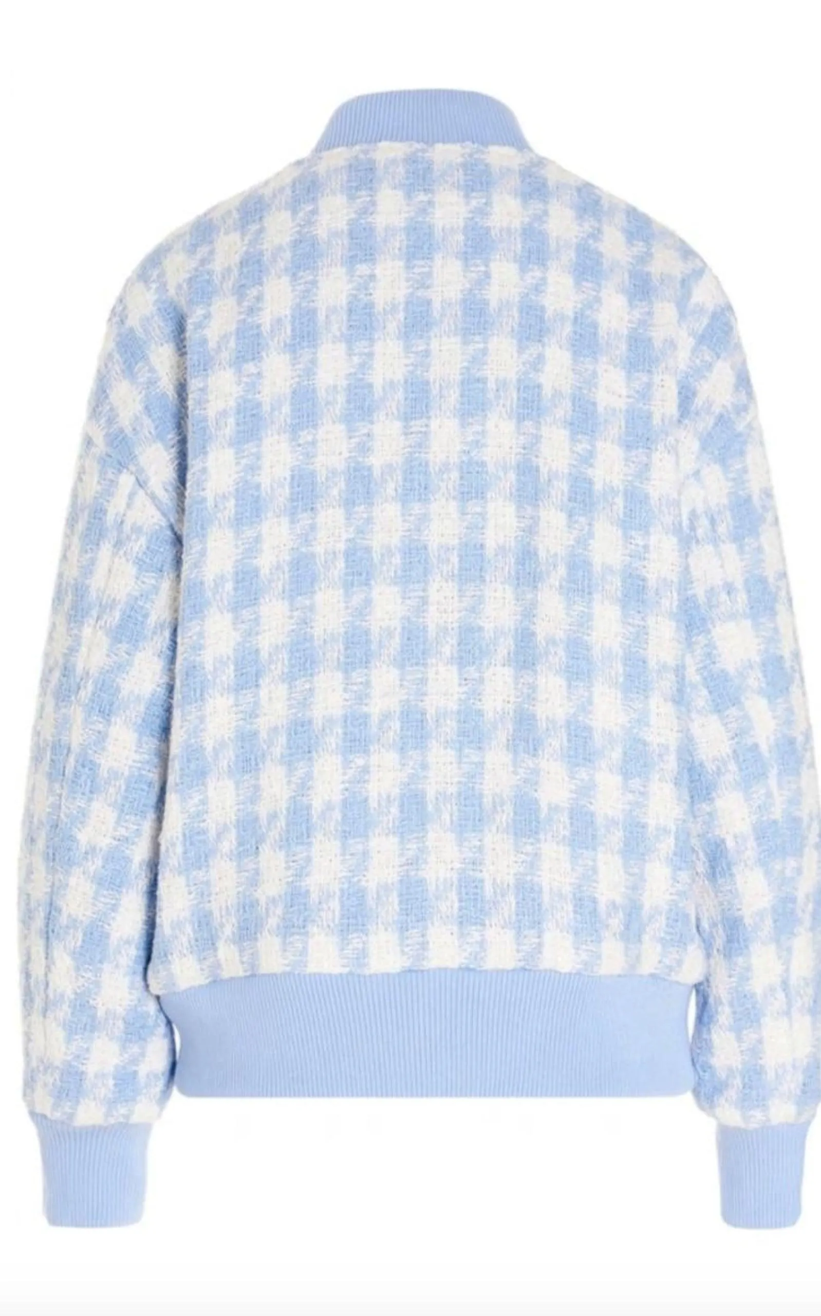 Houndstooth Cotton-blend Tweed Bomber Jacket