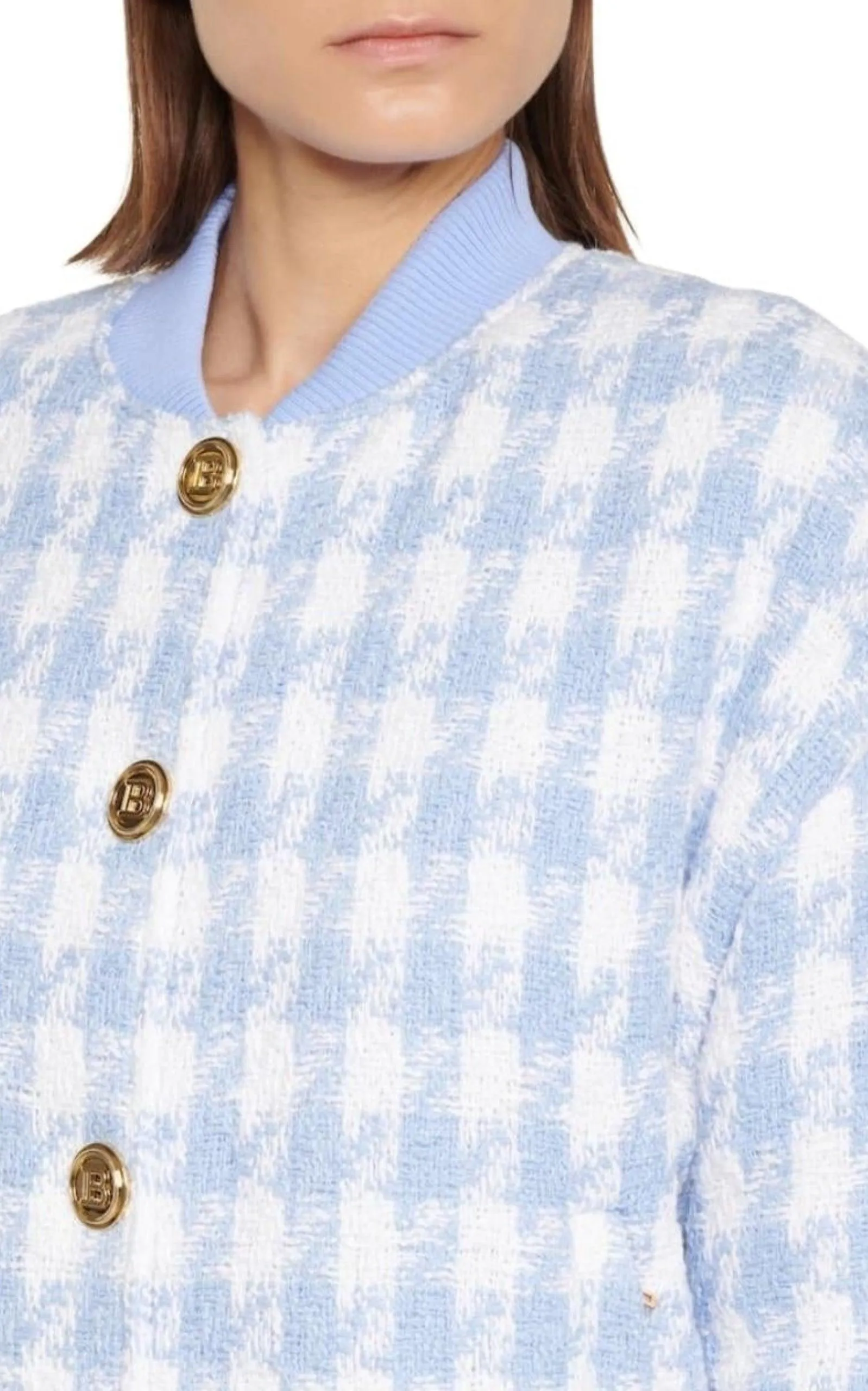 Houndstooth Cotton-blend Tweed Bomber Jacket