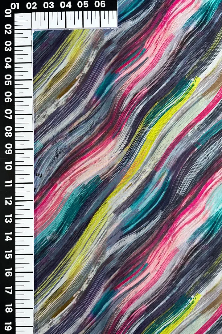 Multicolor Abstract Printed Modal Satin Fabric