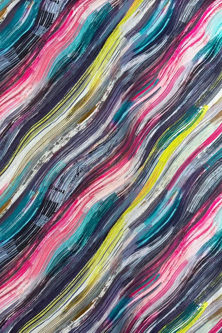 Multicolor Abstract Printed Modal Satin Fabric
