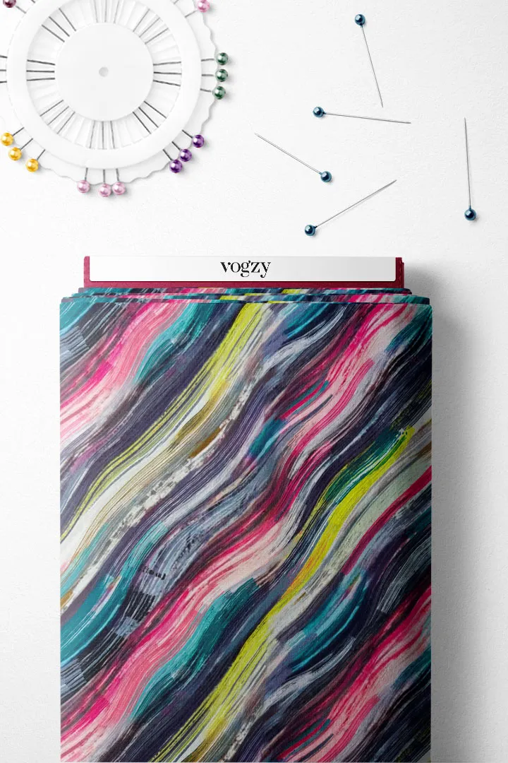 Multicolor Abstract Printed Modal Satin Fabric