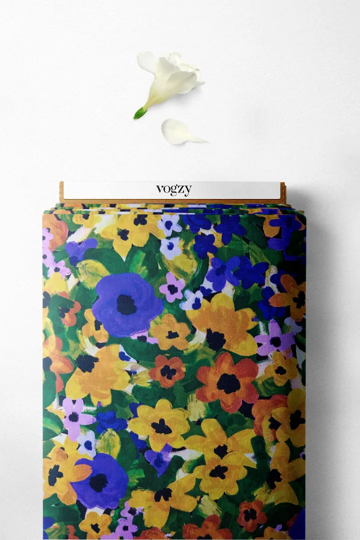 Multicolor Floral Printed Modal Satin Fabric