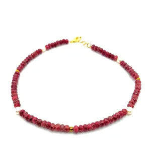 Natural Ruby and Freshwater Pearls Choker Necklace