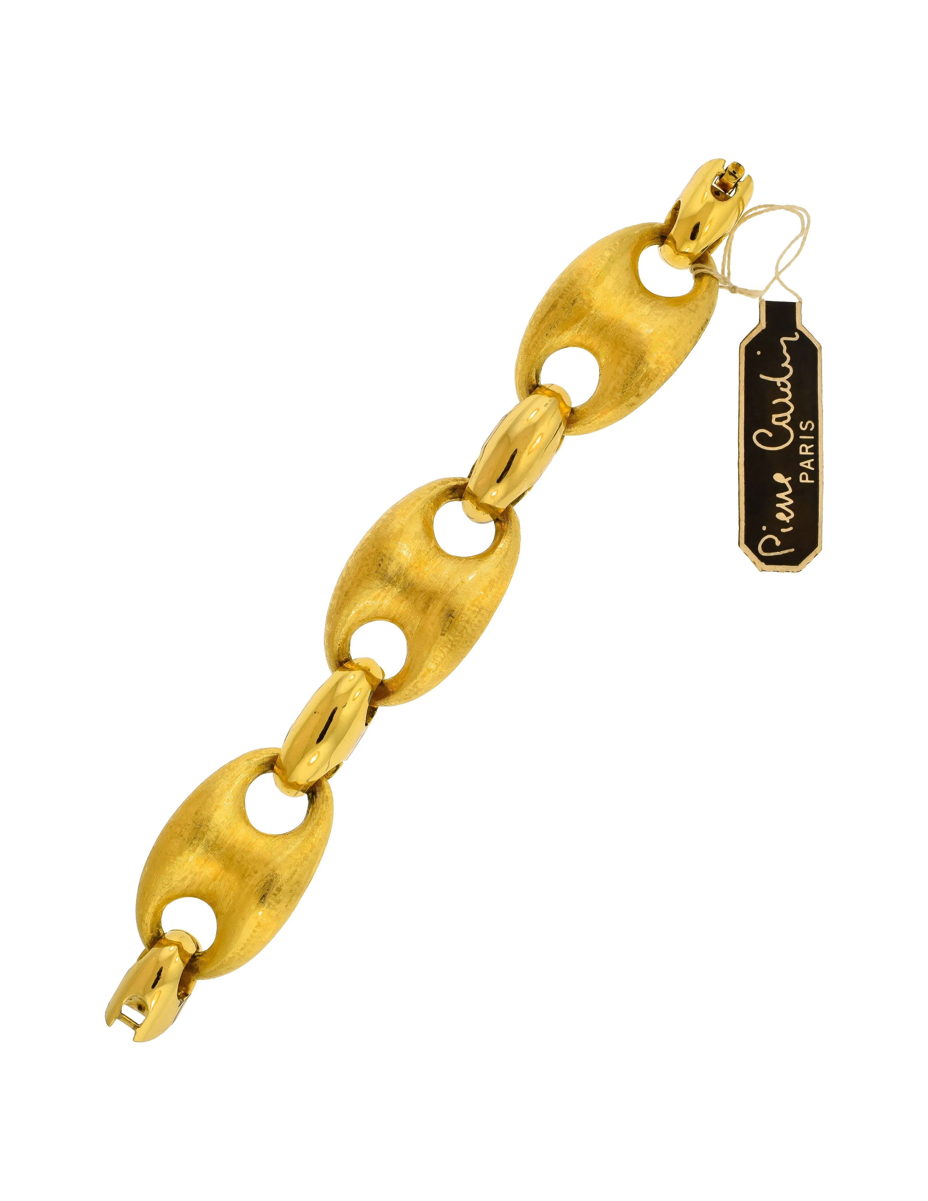 Pierre Cardin Vintage 1980s Brushed Gold Chunky Oversized Mariner Link Bracelet