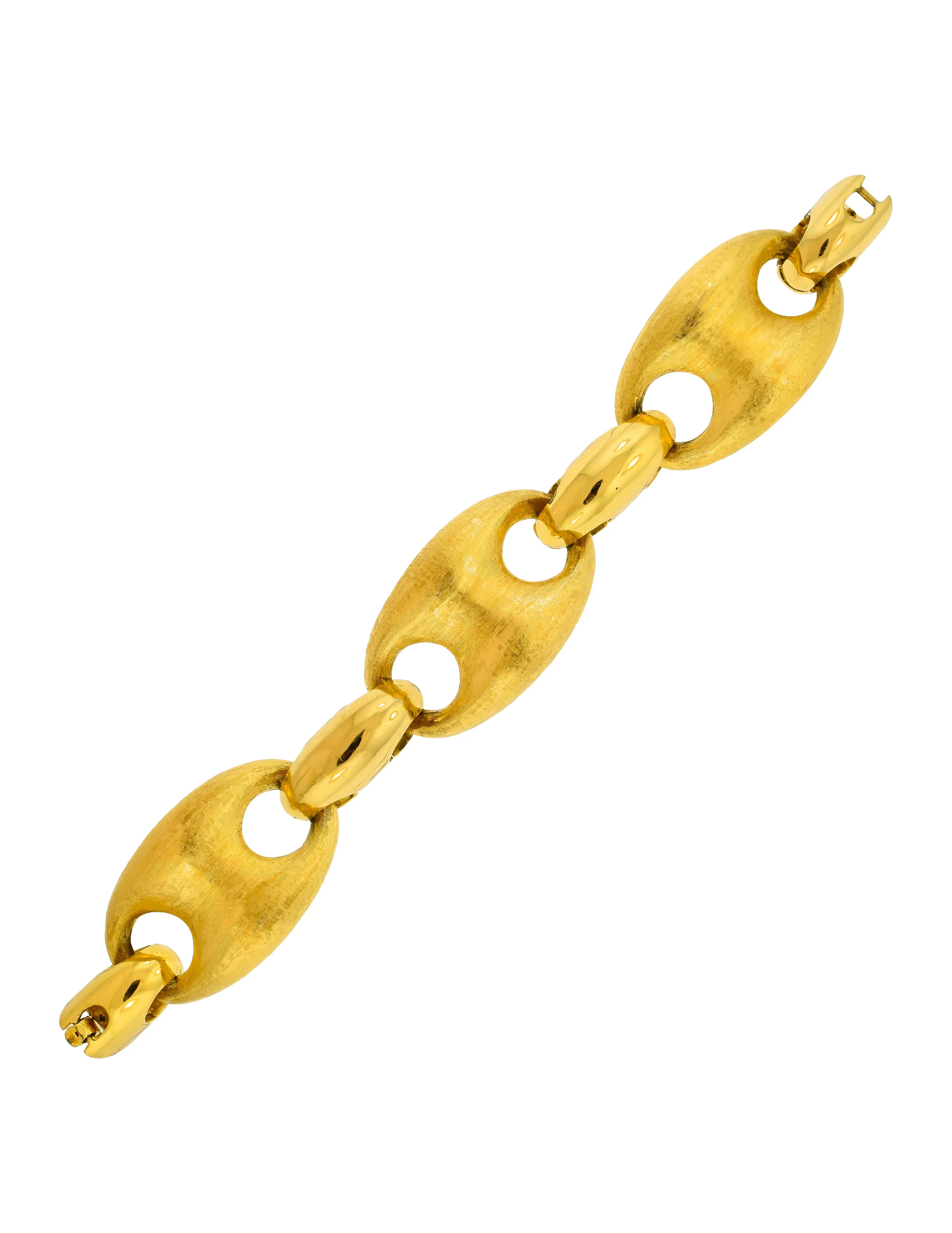 Pierre Cardin Vintage 1980s Brushed Gold Chunky Oversized Mariner Link Bracelet