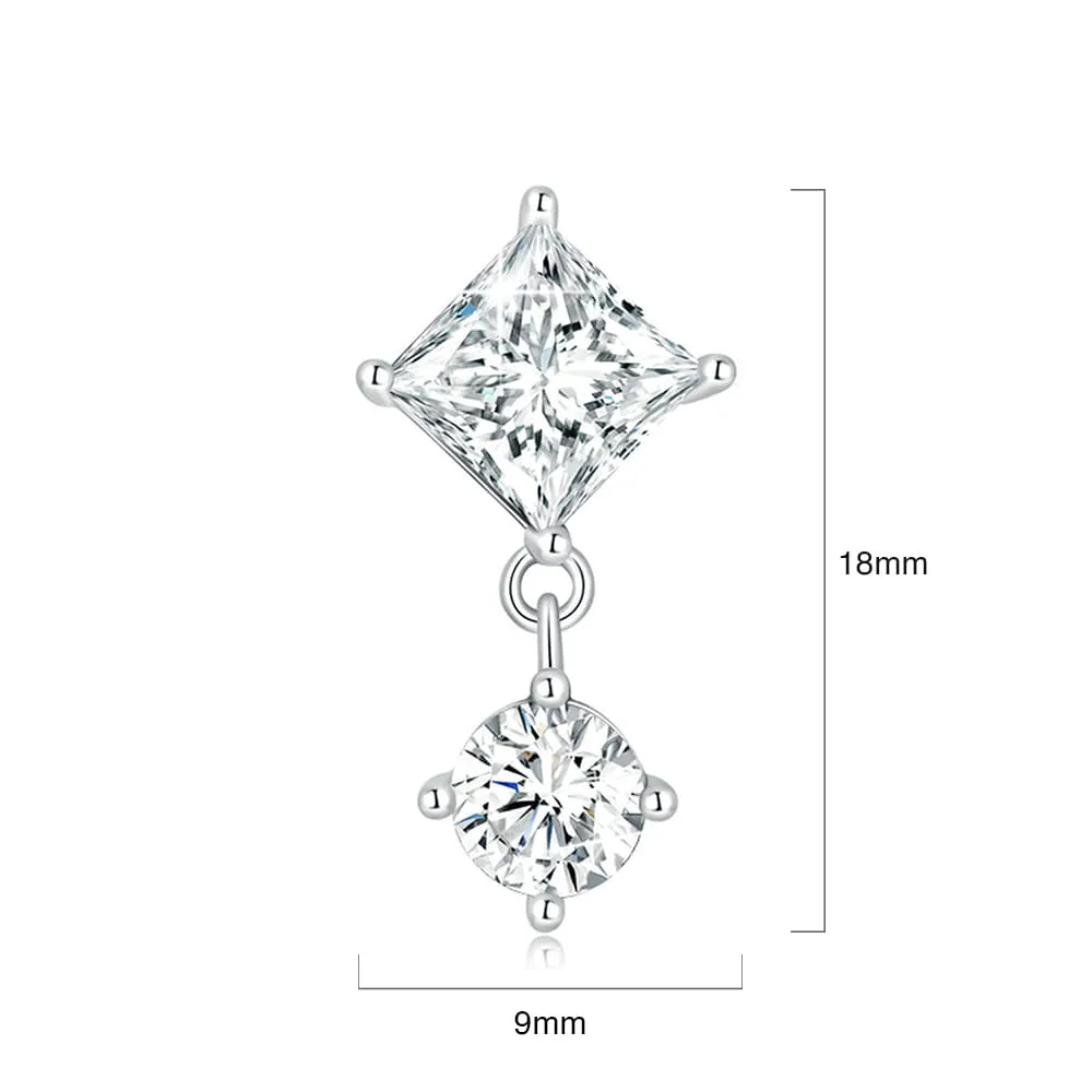 Solid 925 Signature Silver Diamond Cut Crystal Drop Earrings