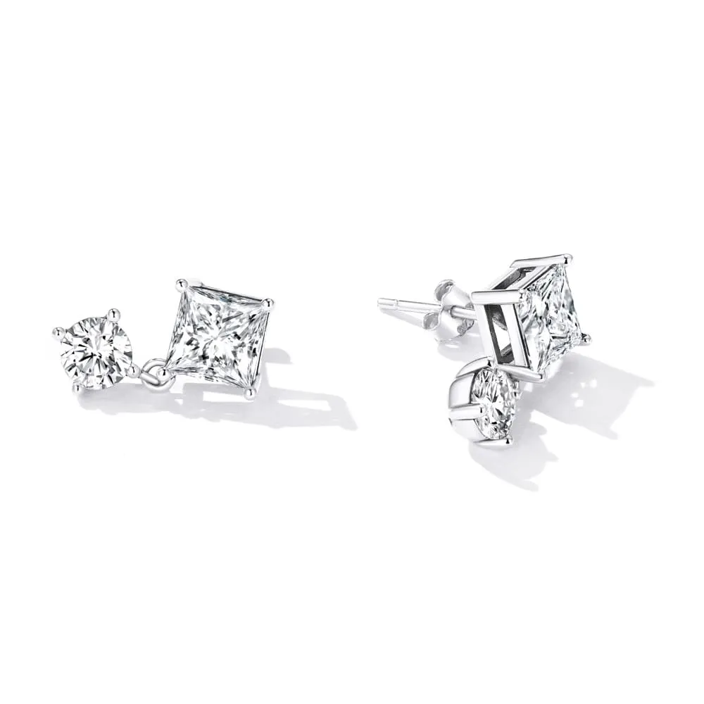 Solid 925 Signature Silver Diamond Cut Crystal Drop Earrings