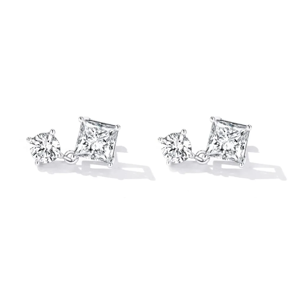 Solid 925 Signature Silver Diamond Cut Crystal Drop Earrings